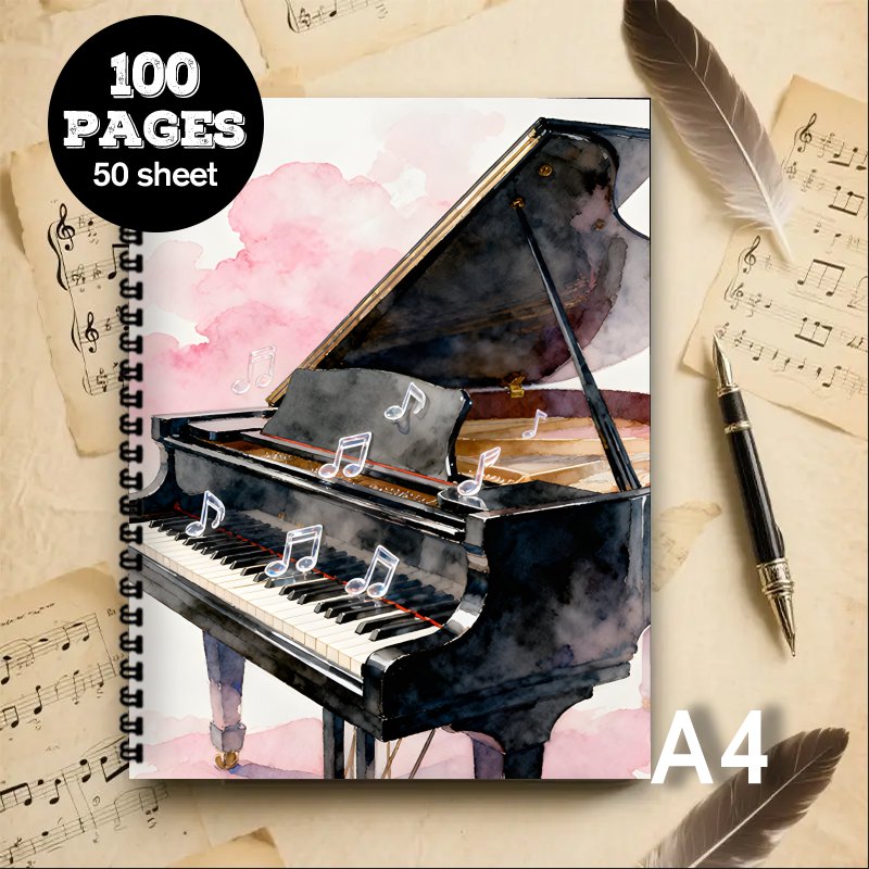 Blank Sheet Music Notebook - دفتر موسيقى بحجم A4، كتاب نوتات